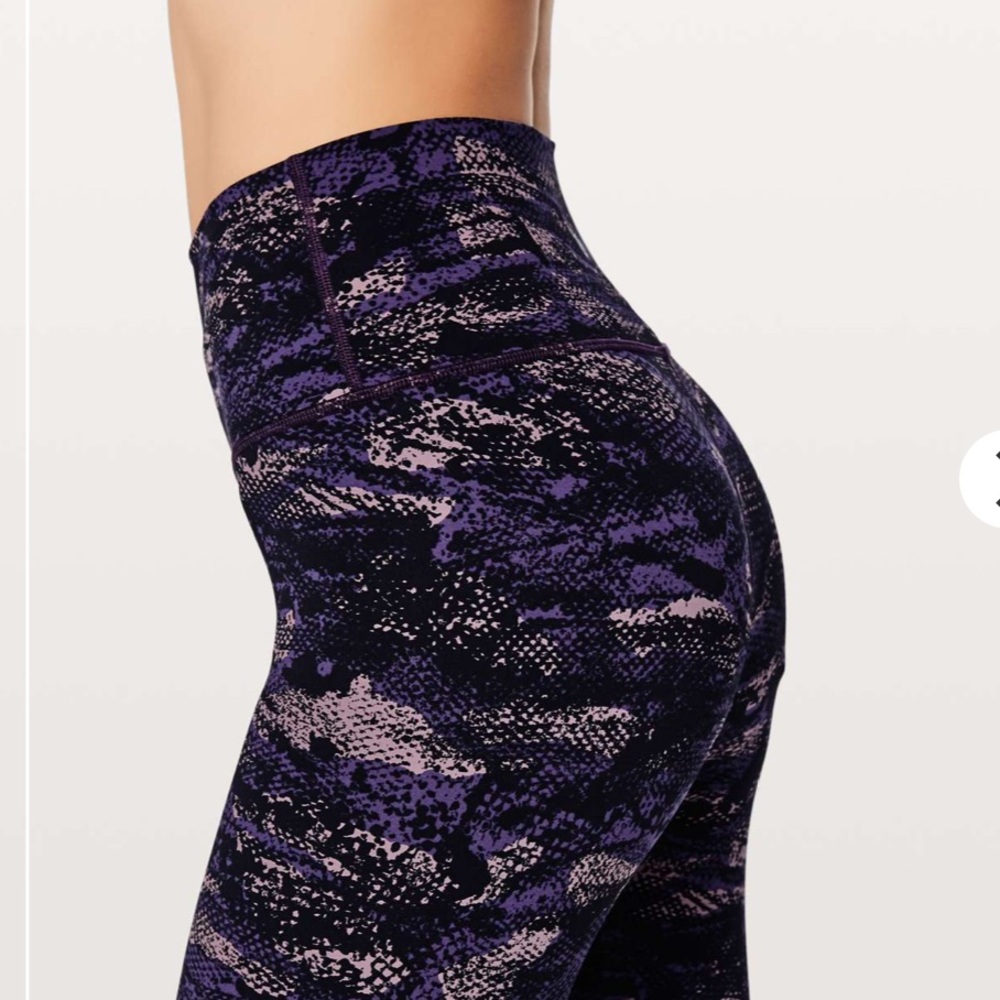Lululemon Leggings Wunder Under Hi-Rise 25” Tight Rip Wave Purple Thunder Black - Picture 5 of 9